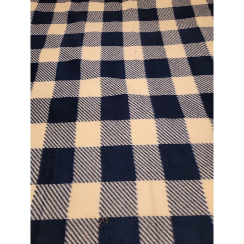 Cannon buffalo check plaid fleece 100% polyester throw blanket 58X49 blue white